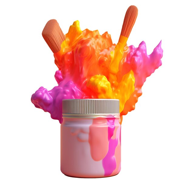 Zdjęcie akrylowy pędzel w modnej palecie kolorów 3d z generative ai