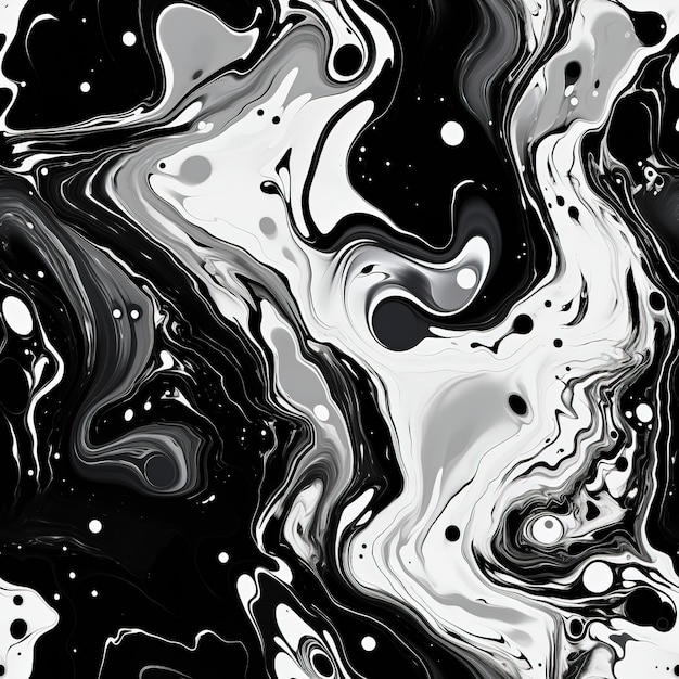 Akrylowy wzór wylewania czarno-białych kolorów