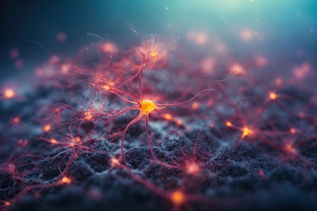 aktywne komórki nerwowe Stymulacja mózgu ludzkiego ai generatywna
