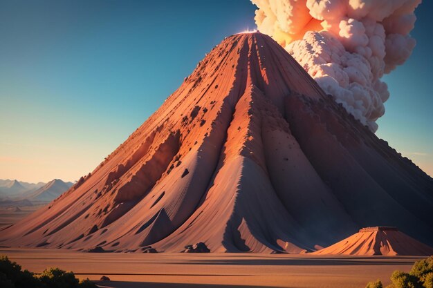 Aktywne Wulkany Wybuchają, Wyrzucając Lawę, Wulkaniczne Kształty Terenu Przedstawiają Tło Tapety