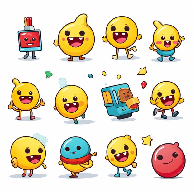 Aktywność Emojis 2d ilustracja wektorowa kreskówki na białym ba