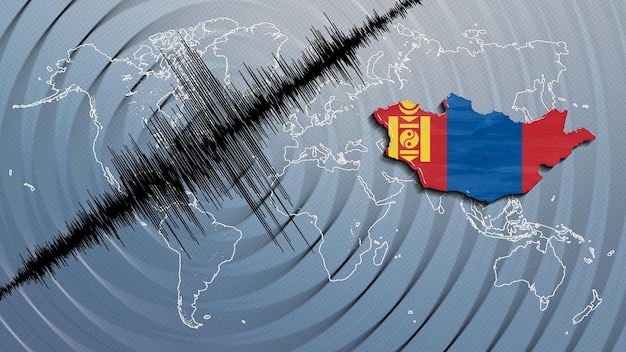 Zdjęcie aktywność sejsmiczna trzęsienie ziemi mapa mongolii w skali richtera