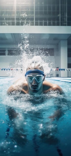 Zdjęcie aktywny sportowiec pływający generatywna sztuczna inteligencja