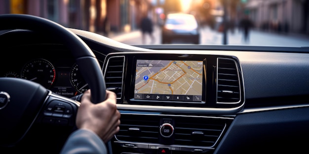 aktywowane głosem systemy GPS w samochodach polecenia głosowe dotyczące koncepcji kierunku generatywnej AI