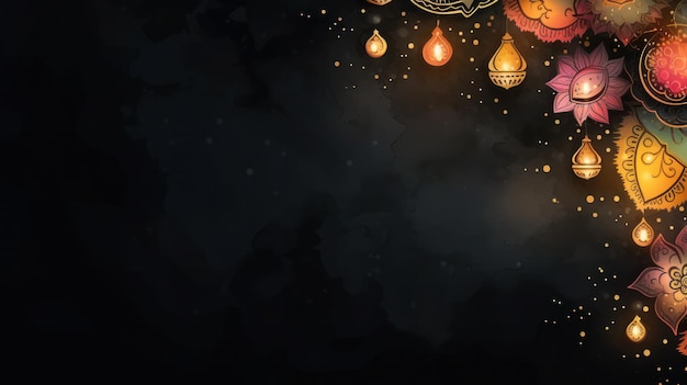 Zdjęcie akwarel diwali kartka powitania banner mockup hindu holiday generative ai