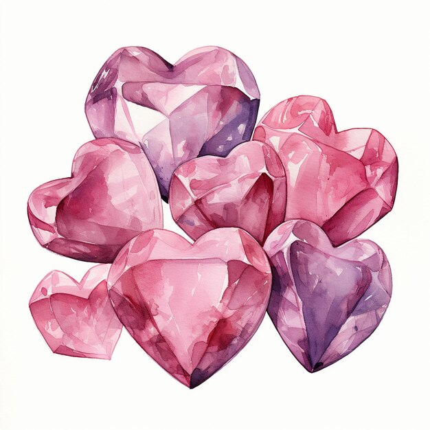 Zdjęcie akwarel dnia miłości serce diamenty