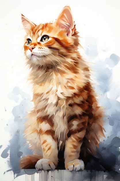 Akwarel Ginger Cat Ilustracja artystyczna