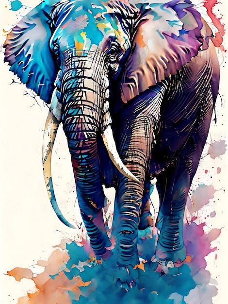 akwarel i słoń