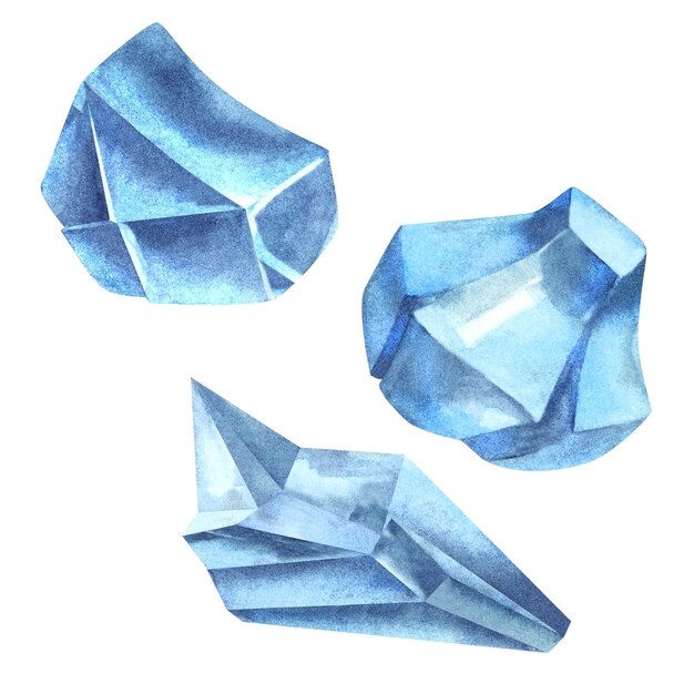 Akwarel lodowca niebieski kryształ lodu dla szablonu clipart zimne wakacje Nowy Rok Dzień Ziemi morze