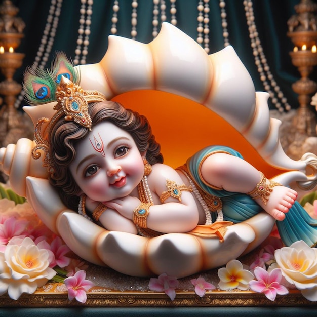 Zdjęcie akwarel lord krishna obraz tła