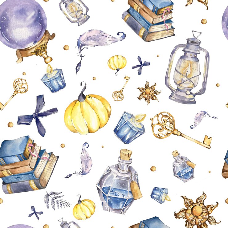 Zdjęcie akwarel ręcznie malowane książki ilustracja wizard koncepcja halloween tematyczny projekt urocze koty
