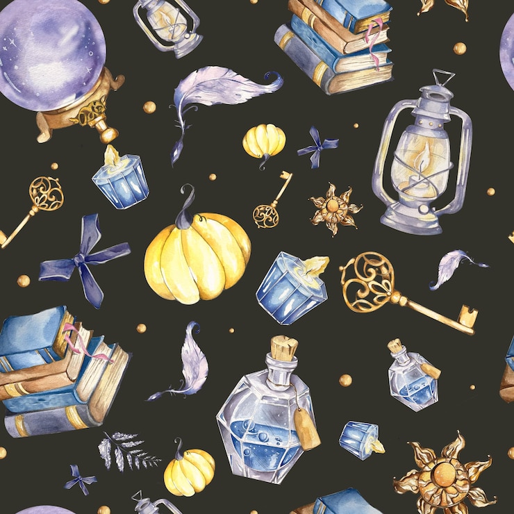 Zdjęcie akwarel ręcznie malowane książki ilustracja wizard koncepcja halloween tematyczny projekt urocze koty