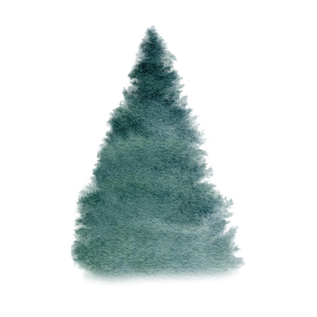 Akwarela abstrakcyjne drzewo świerkowe ręcznie rysowane ilustracja las szablon zima mglisty las landsc