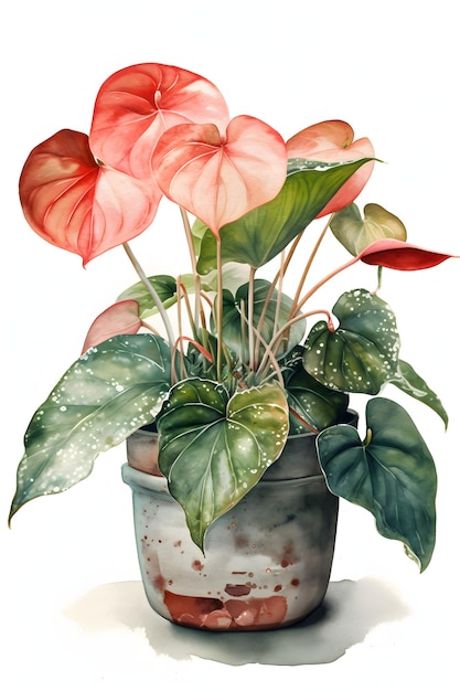 Akwarela Anthurium Plant Illustration Dla Serene Wall Art Generative Ai