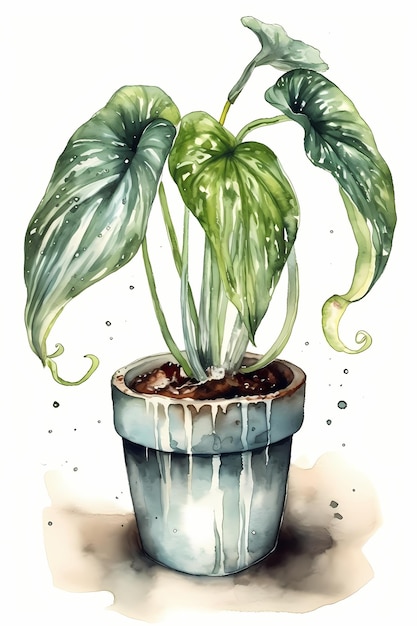 Zdjęcie akwarela arisaema plant artwork dla mistycznych i czarujących przestrzeni życiowych generacyjna sztuczna inteligencja