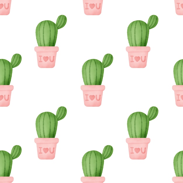 Zdjęcie akwarela bezszwowe wzory kaktusów