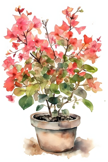 Zdjęcie akwarela bougainvillea ilustracja do kolorowego i żywego wystroju wnętrz generative ai