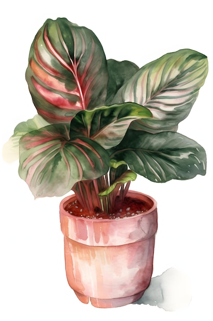 Zdjęcie akwarela calathea ilustracja do dekoracji wnętrz generative ai