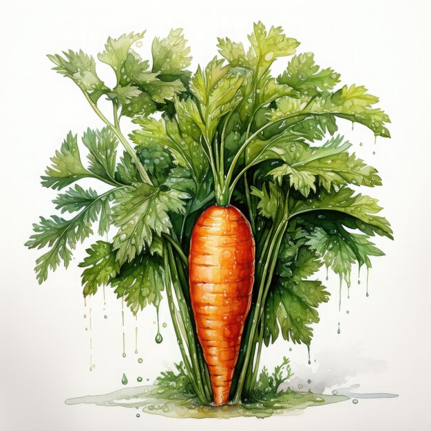 Akwarela Carrot Clipart ilustracja Generative Ai