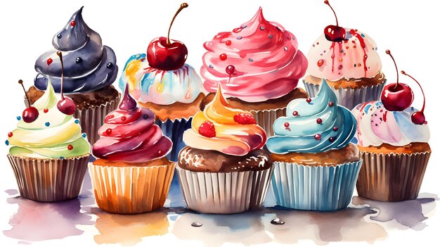 Zdjęcie akwarela cupcake cupcakes ilustracja akwarela