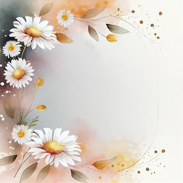 Akwarela daisy kwiaty tło piękna ilustracja kwiatowy Generative AI