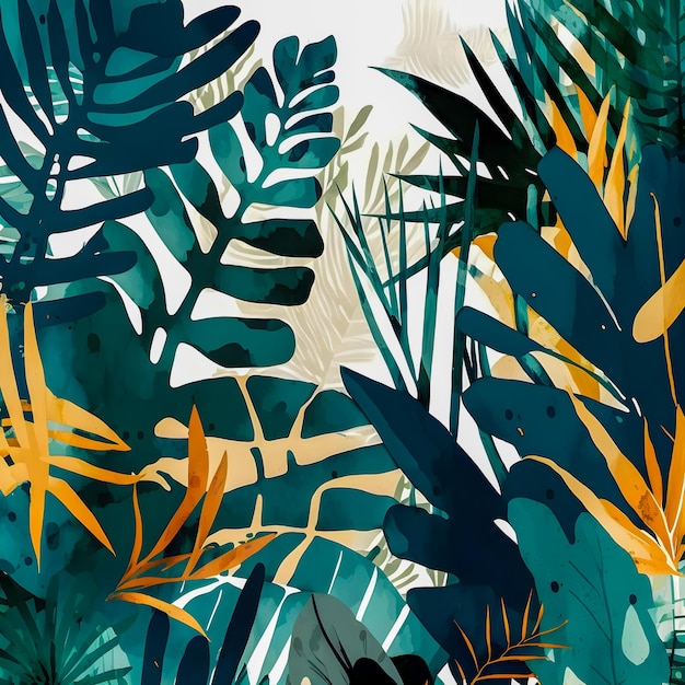 Akwarela dżungli kwiatowy wzór kolorowe ręcznie rysowane styl ilustracji