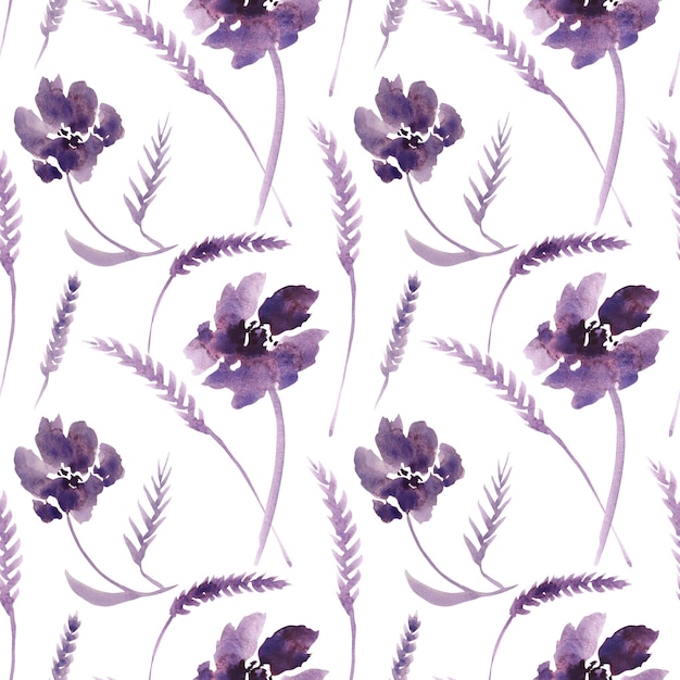 Akwarela fioletowe kwiaty clipart Kwiatowy obiekt clipart Ręcznie robiony ilustracja na kartki z życzeniami Tapeta papiernicze tkaniny Karta ślubna Wzór kwiatowy