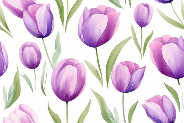 Akwarela fioletowe tulipany tło bez szwu wzorów