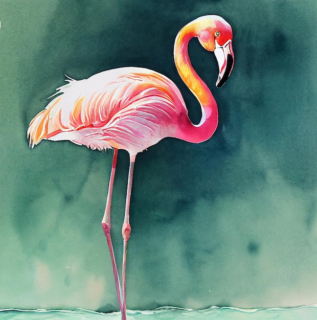 Akwarela flaminga ręcznie rysować akwarela