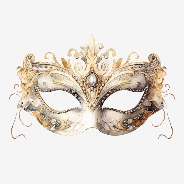 Akwarela i ręcznie rysowana elegancka maska na oczy Wenecja