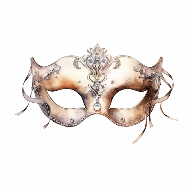Akwarela i ręcznie rysowana elegancka maska na oczy Wenecja