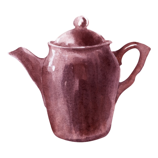 Akwarela ilustracja czajniki z kolorowej porcelany i ceramiki