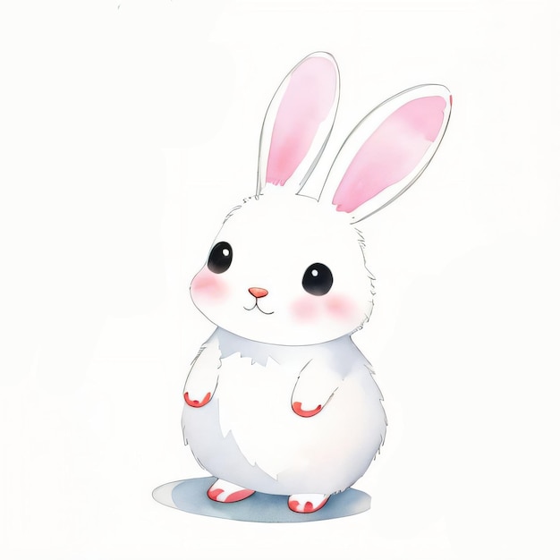 Akwarela ilustracja dla dzieci z uroczym królikiem clipart