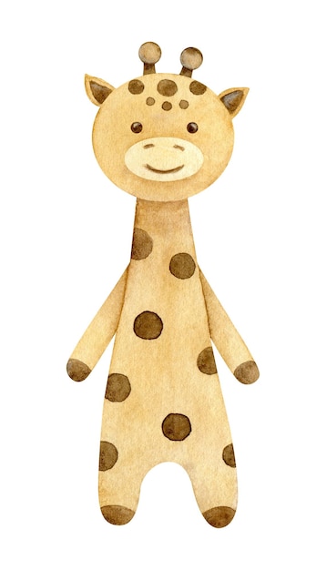 Akwarela ilustracja eko zabawka dla dziecka wystrój żłobka afrykańska żyrafa ręcznie rysowane