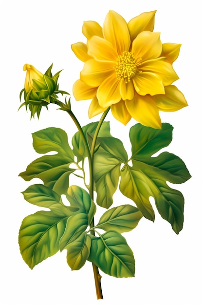 Akwarela ilustracja generatywnego AI żółtego kwiatu