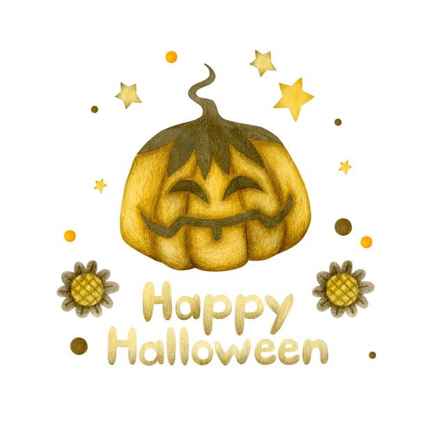 Akwarela ilustracja halloween wakacje kartkę z życzeniami tło banner happy halloween