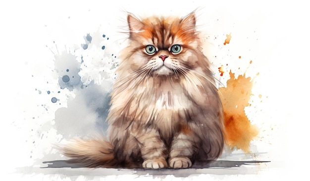 Akwarela ilustracja kotka perskiego z delikatnymi kolorami wygenerowana przez sztuczną inteligencję