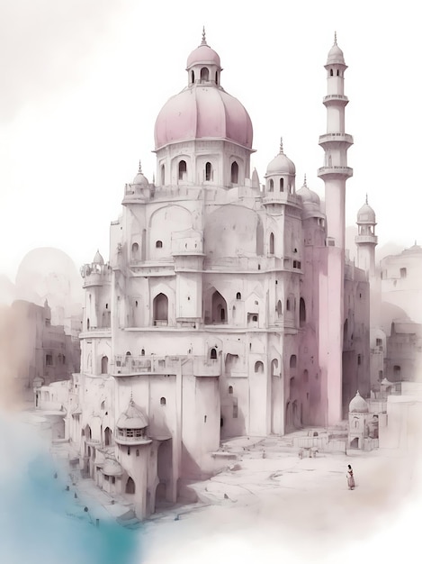 Akwarela ilustracja miasta
