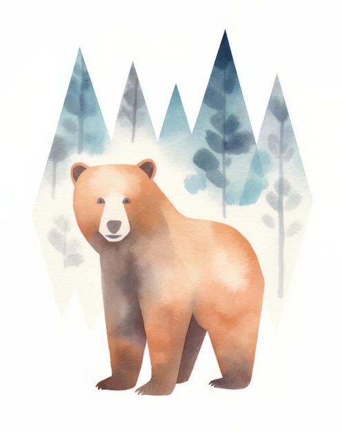 Akwarela ilustracja niedźwiedzia polarnego