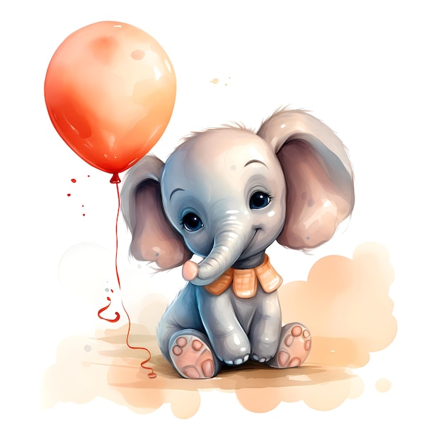 Zdjęcie akwarela ilustracja słodkie dziecko słonia izolowane na białym tle