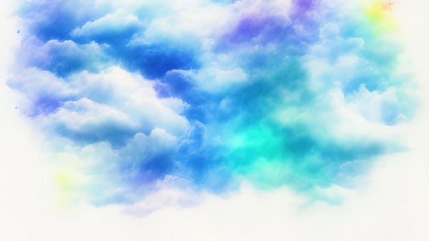 Akwarela ilustracja sztuka streszczenie niebieski kolor tekstura tło chmury i wzór nieba