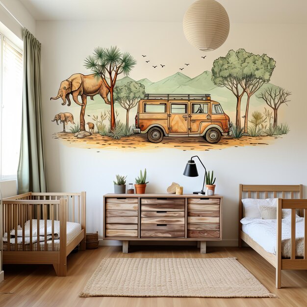 Zdjęcie akwarela ilustracja wektorowa pokoju dla niemowląt