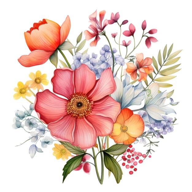 akwarela kolorowy kwiat na zaproszenie na kartkę ślubną i tapetę z wzorem tekstylnym