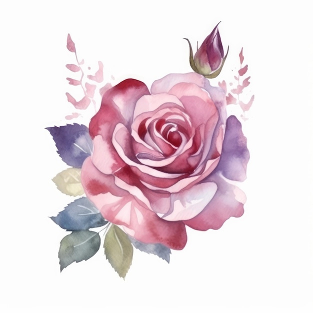 Akwarela kwiat róży Ilustracja AI GenerativexA