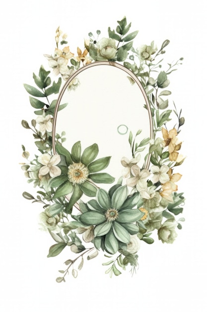 Akwarela kwiatowy wieniec Ręcznie malowane ilustracja na białym tle dla tekstu