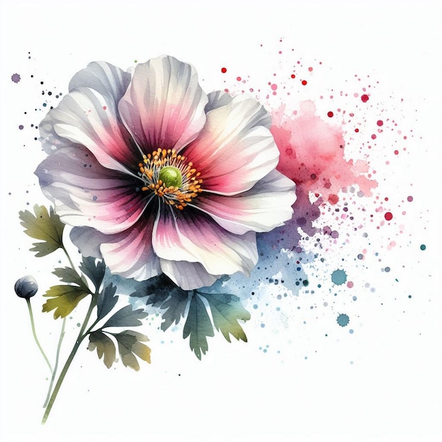 Zdjęcie akwarela kwitnąca ilustracja kwiatów