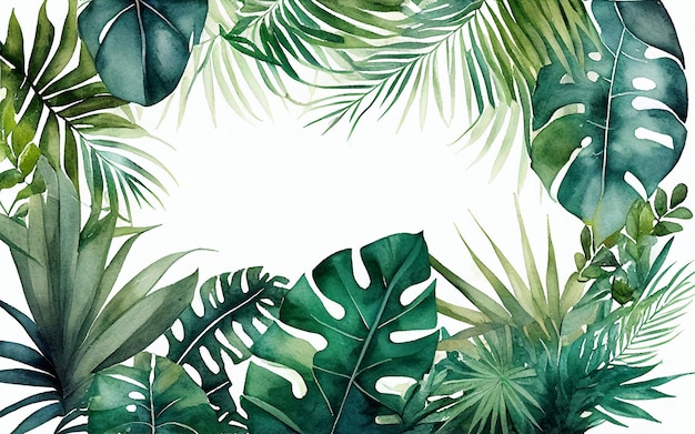 Akwarela mała ilość Tropical Jungle BackgroundGenerative AI