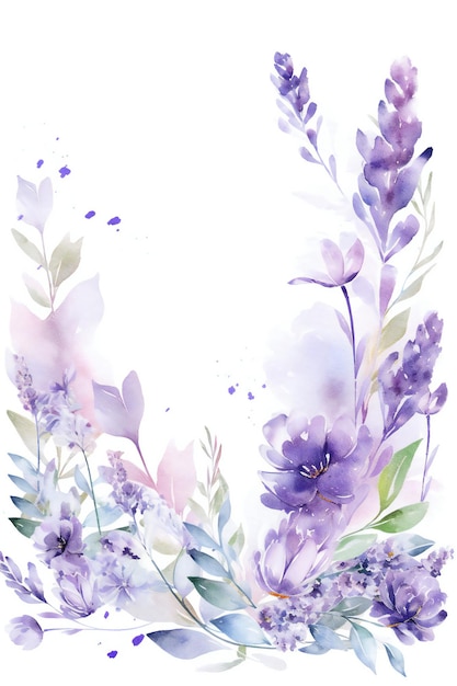 Akwarela malarstwo fioletowe kwiaty