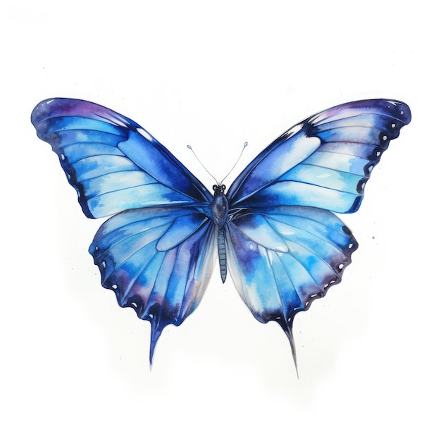 Akwarela malarstwo niebieski motyl