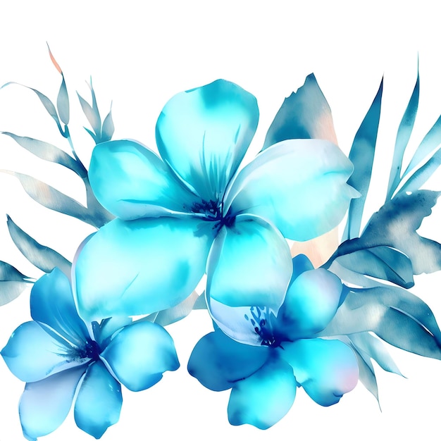 akwarela niebieski kwiat wzór tła ai generowane